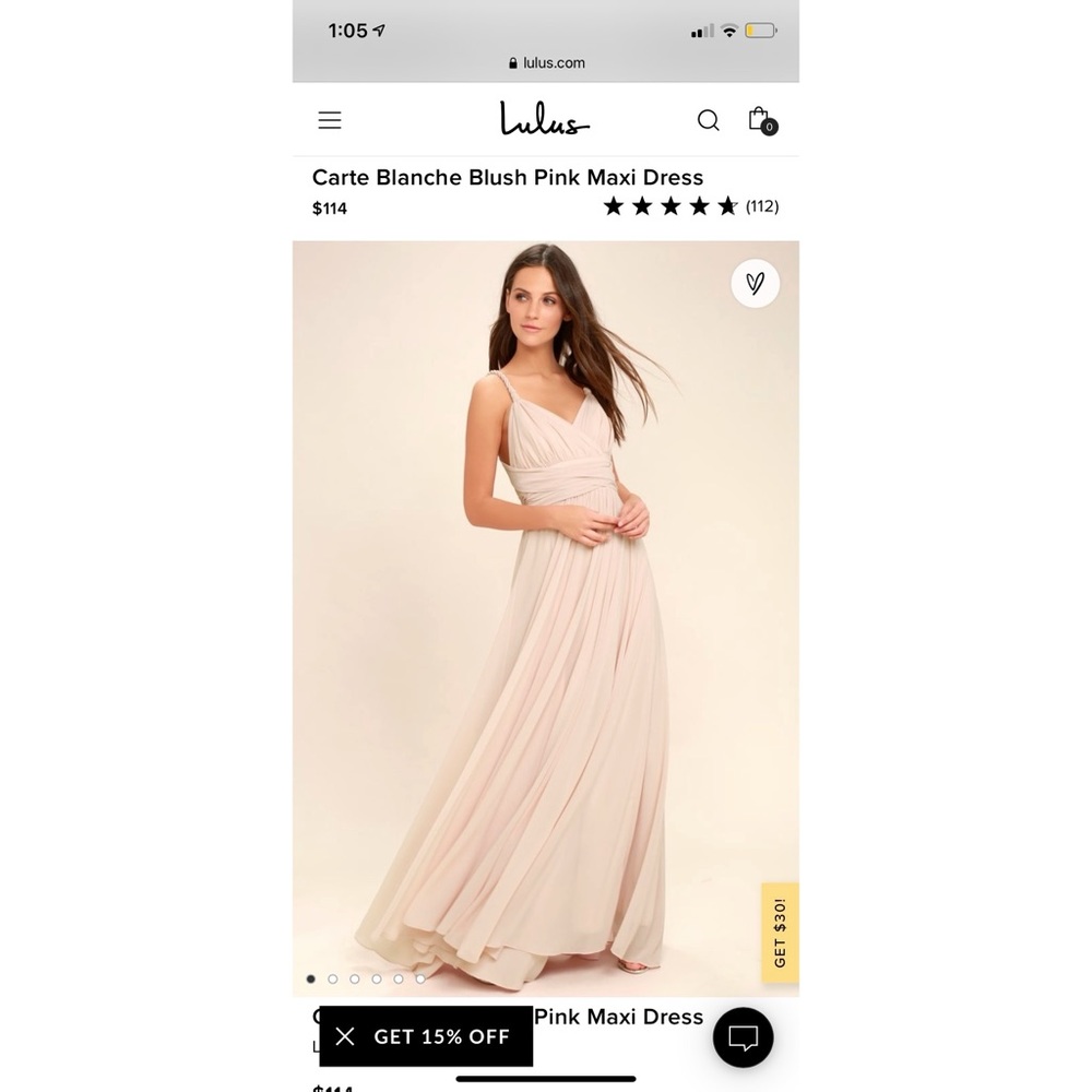 Lulu’s Carte Blanche Blush Maxi Dress